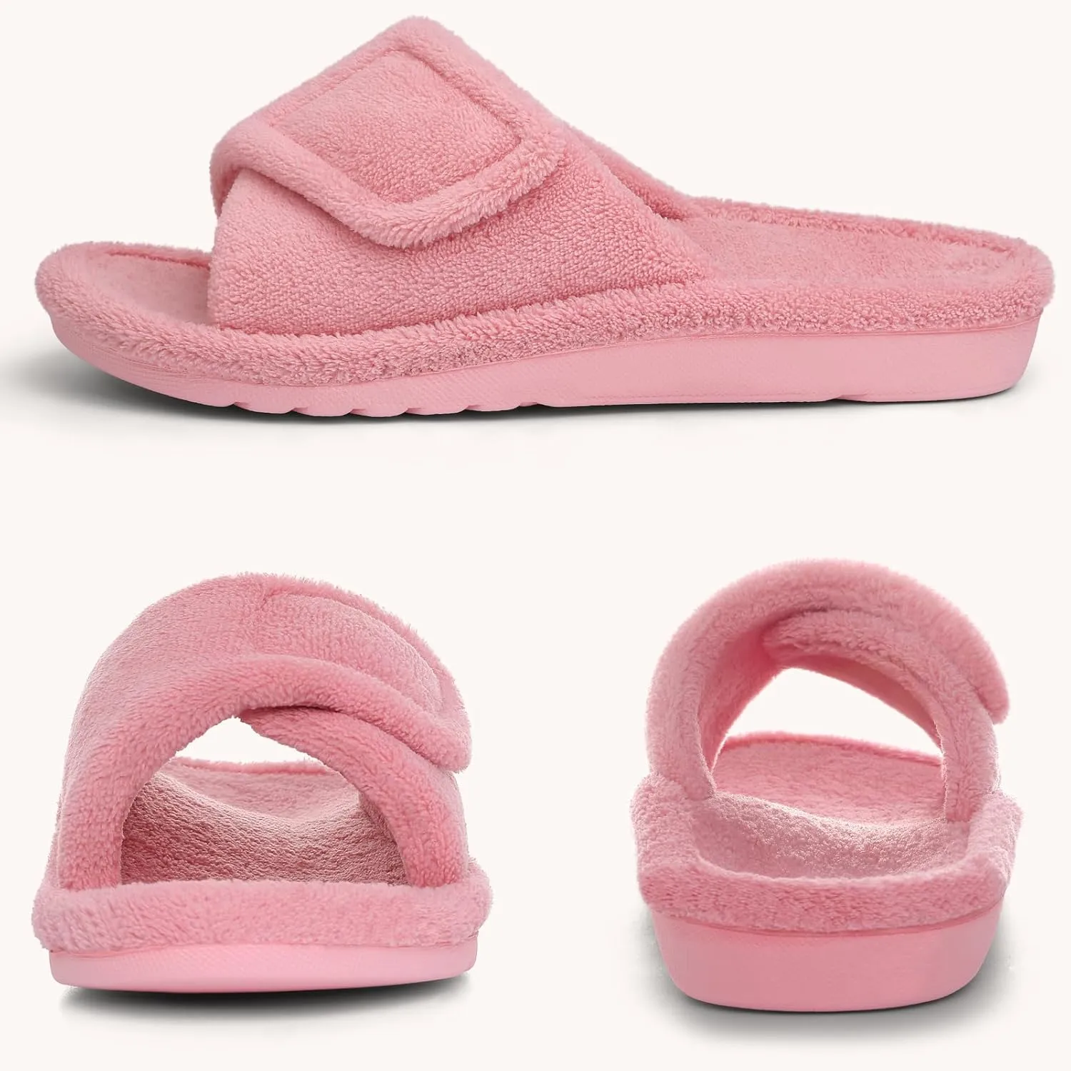Litfun Women's Orthopedic Slippers with Arch Support Adjustable Open Toe House Shoes for Plantar Fasciitis