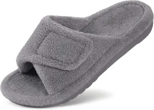 Litfun Women's Orthopedic Slippers with Arch Support Adjustable Open Toe House Shoes for Plantar Fasciitis