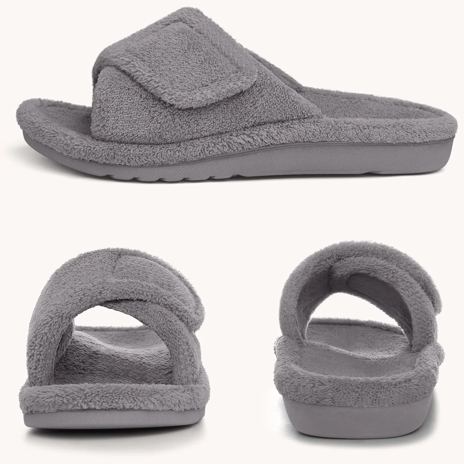 Litfun Women's Orthopedic Slippers with Arch Support Adjustable Open Toe House Shoes for Plantar Fasciitis