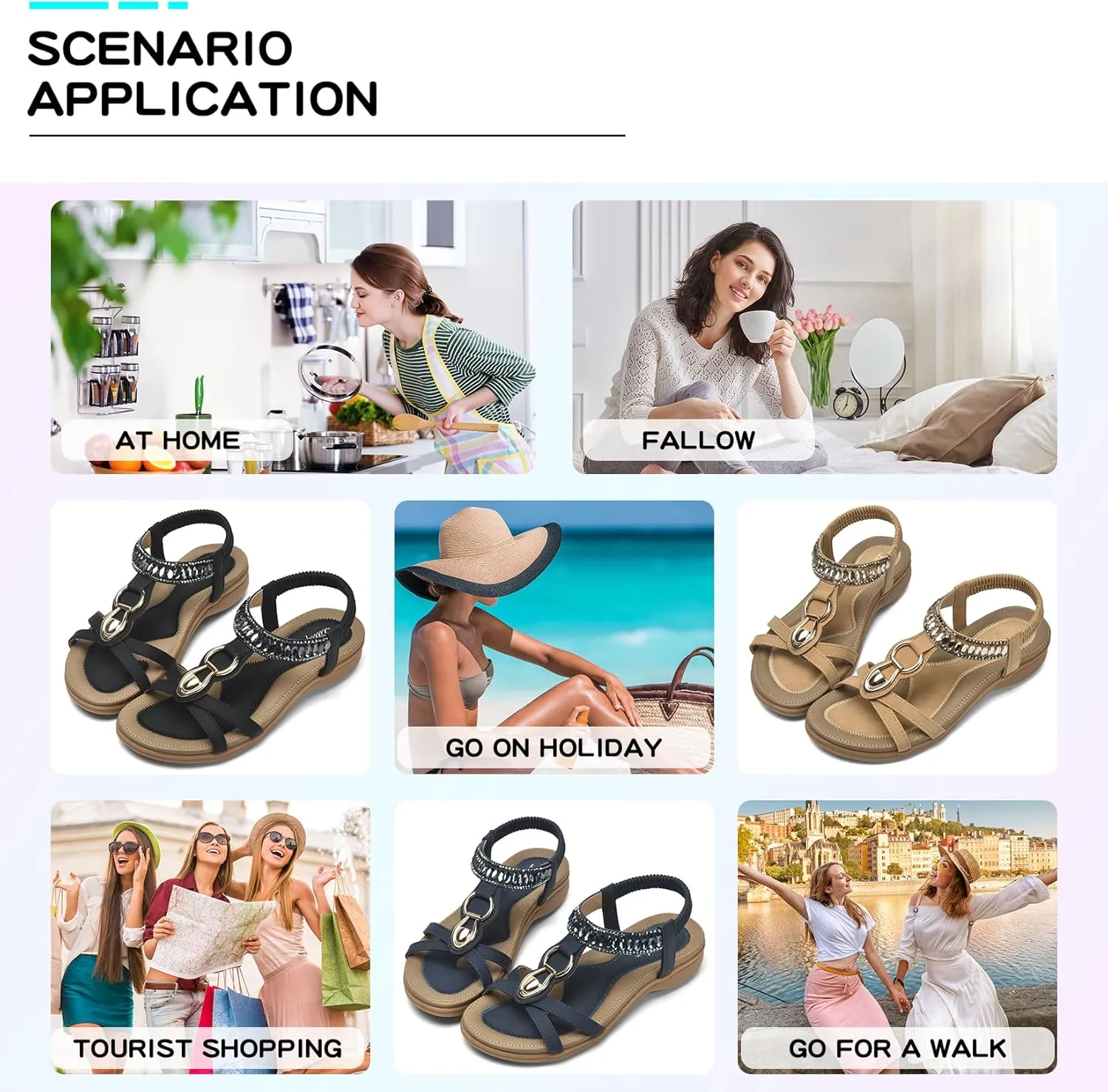Littleplum Womens Sandals Comfort Arch Support Sandals Summer Walking Shoes Casual Ankle Elastic Flip Flops Sandals