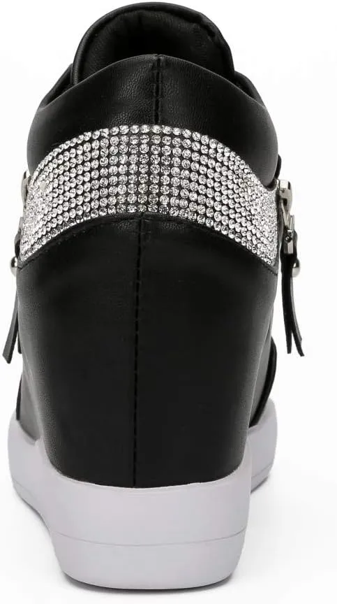 LIURUIJIA Women's Platform Hidden Wedge Sneakers High-Top Fashion Sneakers Dressy Casual Tennis Shoes Ankle Boots
