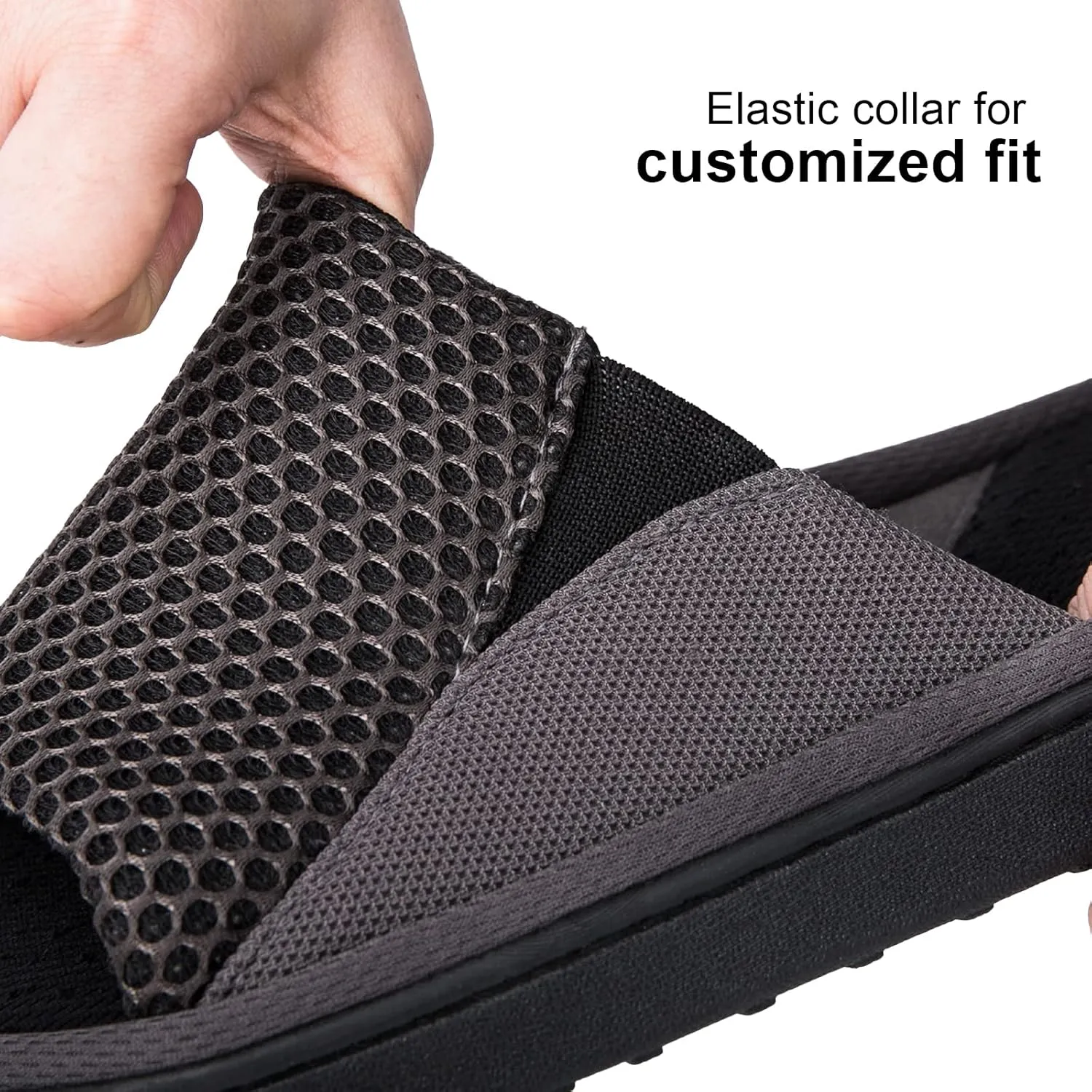 LongBay Men's Comfy Memory Foam Slide Slippers Breathable Mesh Cloth House Shoes
