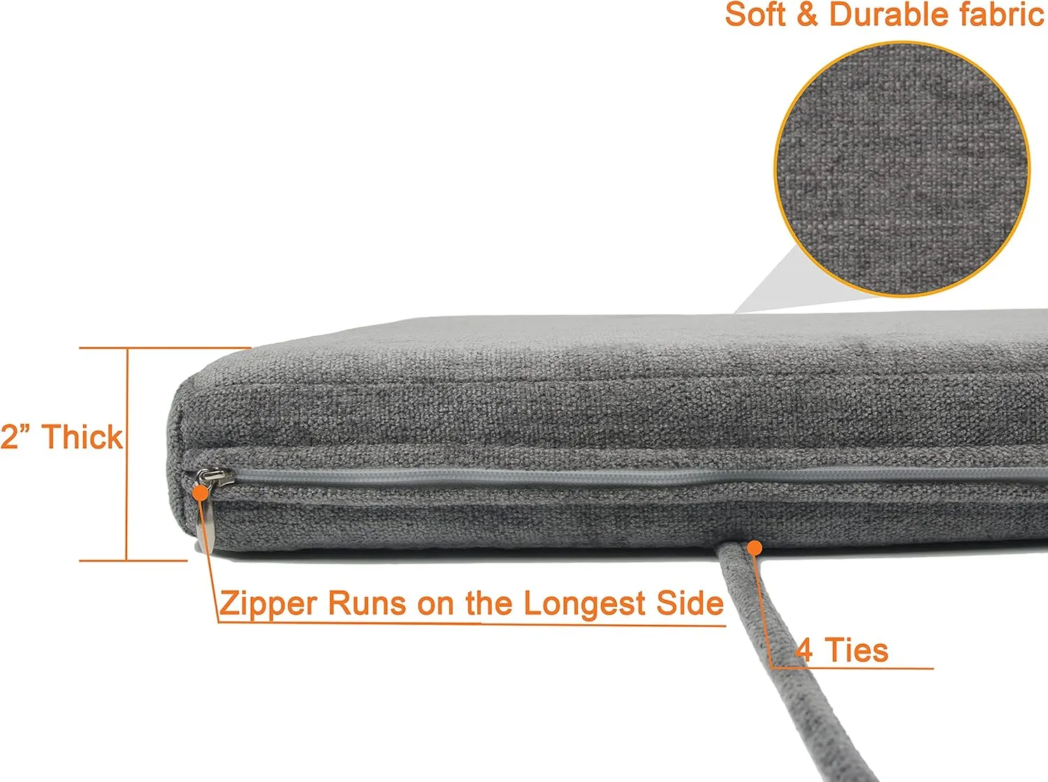 Loveboat Washable Bench Cushion, Non-Slip Bench Pad for Shoe Storage, Window, Piano, Dining 30"x14"x2" Dark Grey