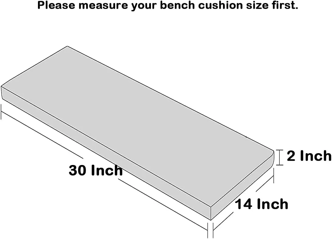 Loveboat Washable Bench Cushion, Non-Slip Bench Pad for Shoe Storage, Window, Piano, Dining 30"x14"x2" Dark Grey