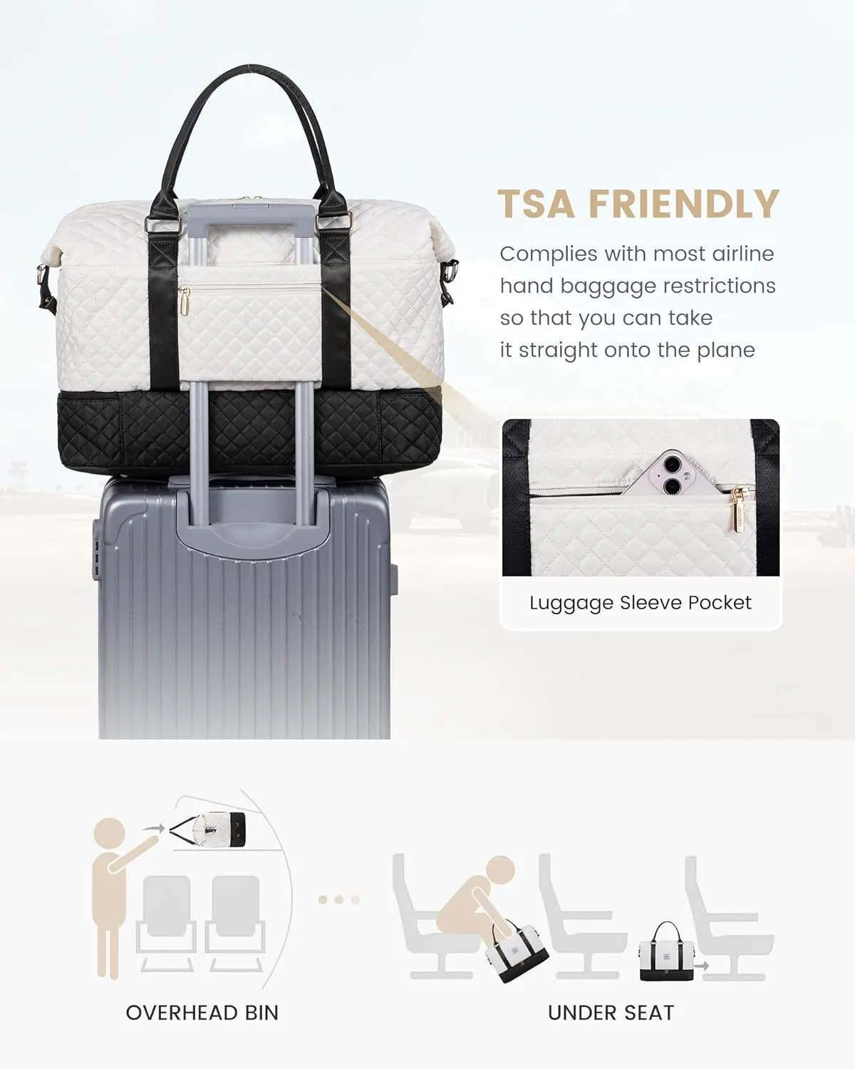 LOVEVOOK Travel Weekender Bag for Women, Carry on Overnight with Shoe Compartment, Travel Duffle Women, Yoga Gym Duffel with Wet Pocket, Hospital Bags for Labor and Delivery, 3 Pcs Set