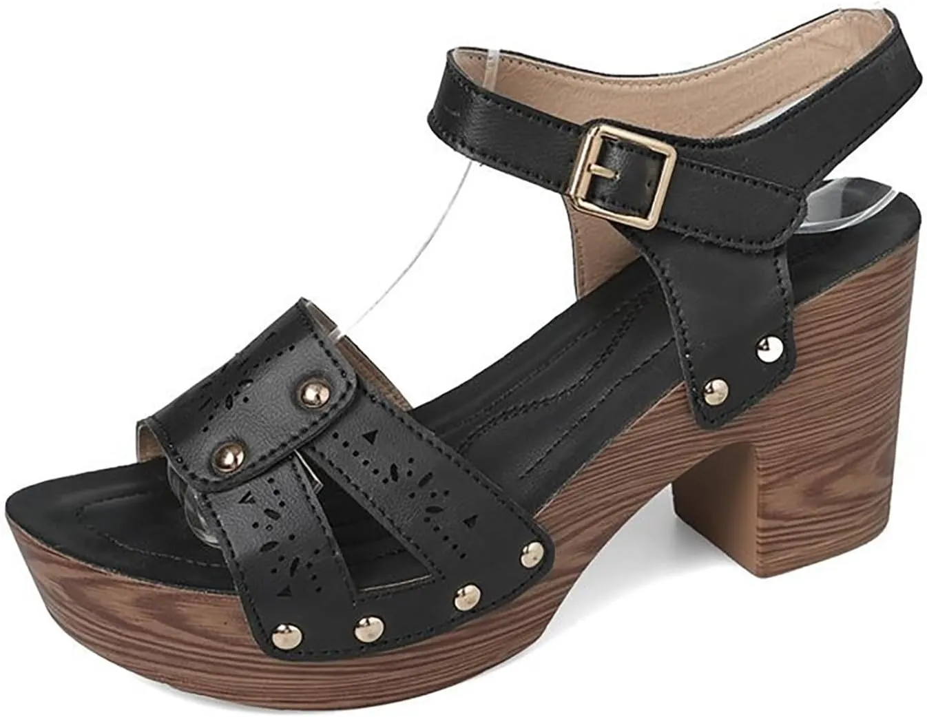 Low Heel Cork Sandals For Women Chunky Heels Open Toe Platform Sandals Ankle Strap Slip On Dress Shoes Chunky Heels Beach Slides