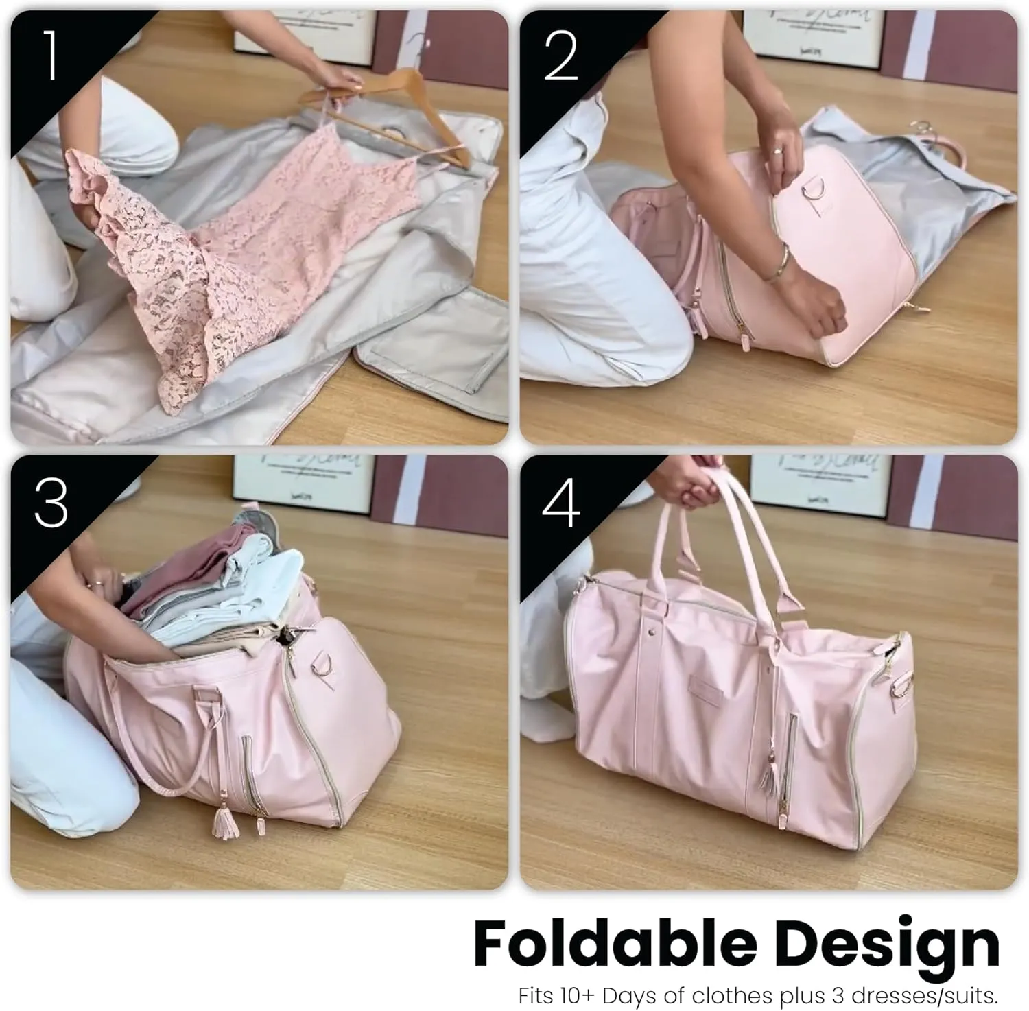 Luhxe Travel Convertible Carry On Garment Bag with Shoe Pouch & Detachable Shoulder Strap - Rose