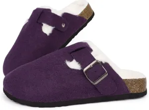 MAIITRIP Women's Wide Orthotics Cork Clogs Slippers with Arch Support for Plantar Fasciitis,Fur Lined Orthopedic Indoor/Oudoor House Shoes with Adjustable Buckle for Flat Feet