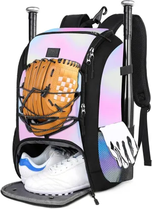 MATEIN Baseball Backpack, Softball Bat Bag with Shoes Compartment for Youth, Boys and Adult, Lightweight Baseball Bag with Fence Hook Hold TBall Bat, Batting Mitten, Helmet, Caps, Teeball Gear