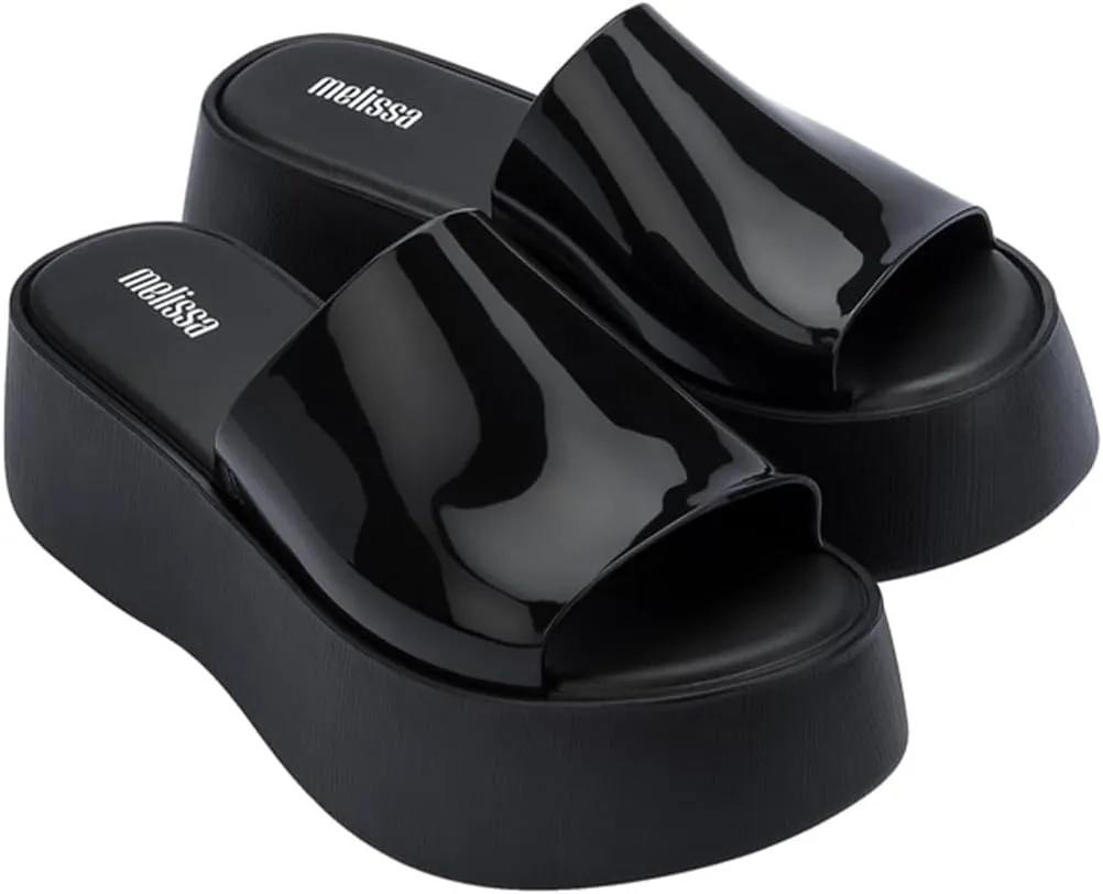 Melissa Becky Platform Slides for Women - Cushioned and Comfortable Chunky Platform Slip-On Sandals with Jelly Upper and Open Toe Design, Vegan