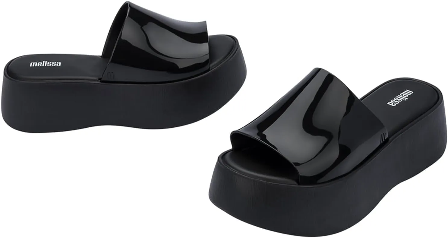 Melissa Becky Platform Slides for Women - Cushioned and Comfortable Chunky Platform Slip-On Sandals with Jelly Upper and Open Toe Design, Vegan