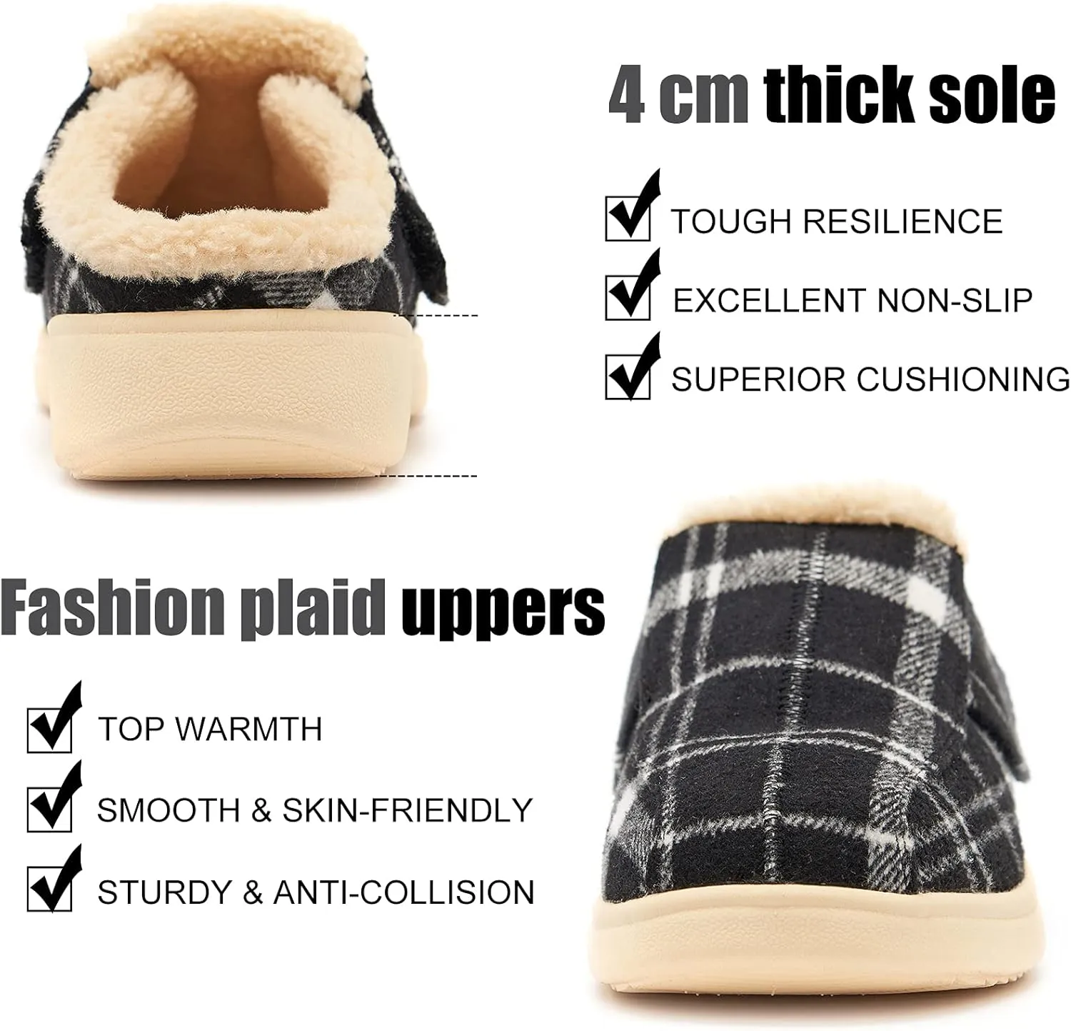 Mens Adjustable Orthopedic Slippers Shoe for Plantar Fasciitis & Foot Pain Relief with Arch Support Christmas
