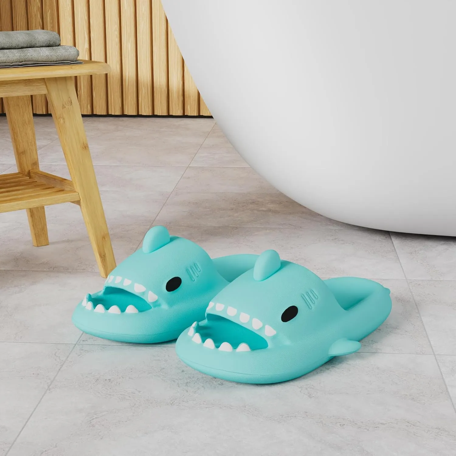 Men's and Women's Shark Slides Cloud Slippers Summer Novelty Open Toe Slide Sandals Anti-Slip Beach Pool Shower Shoes with Cushioned Thick Sole