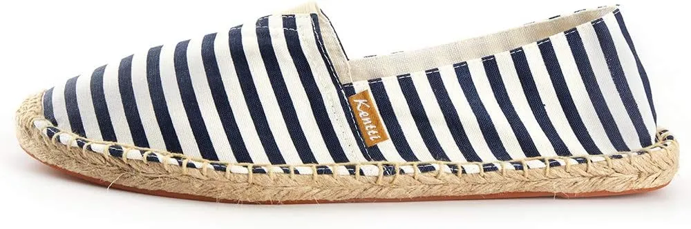 Men's Breathable Canvas Stripe Slip on Flat Espadrilles
