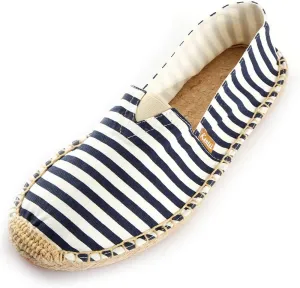 Men's Breathable Canvas Stripe Slip on Flat Espadrilles