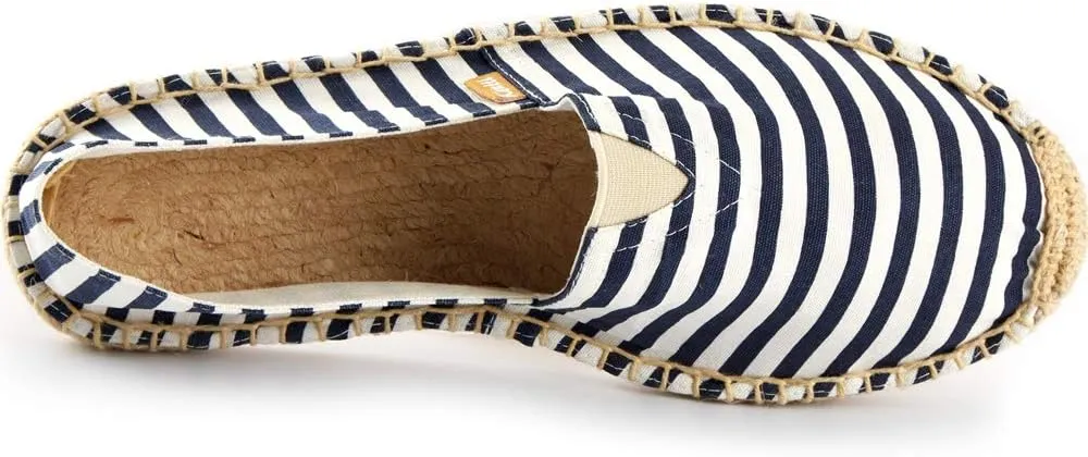 Men's Breathable Canvas Stripe Slip on Flat Espadrilles