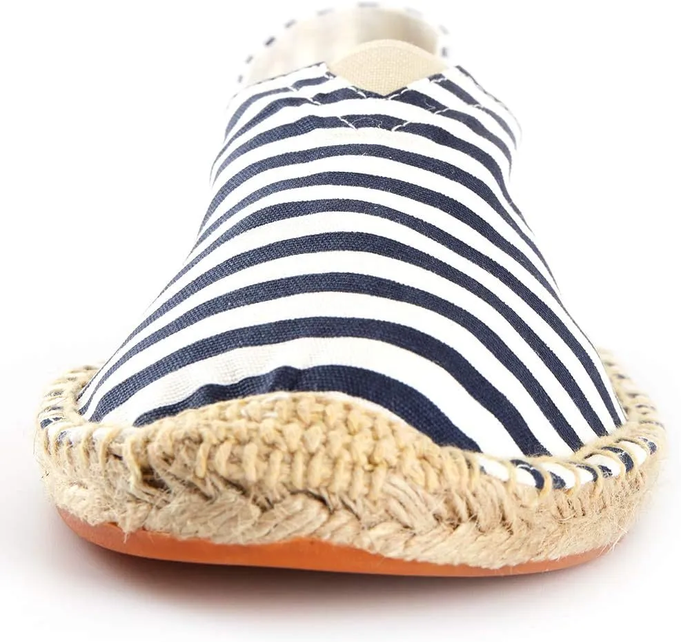 Men's Breathable Canvas Stripe Slip on Flat Espadrilles