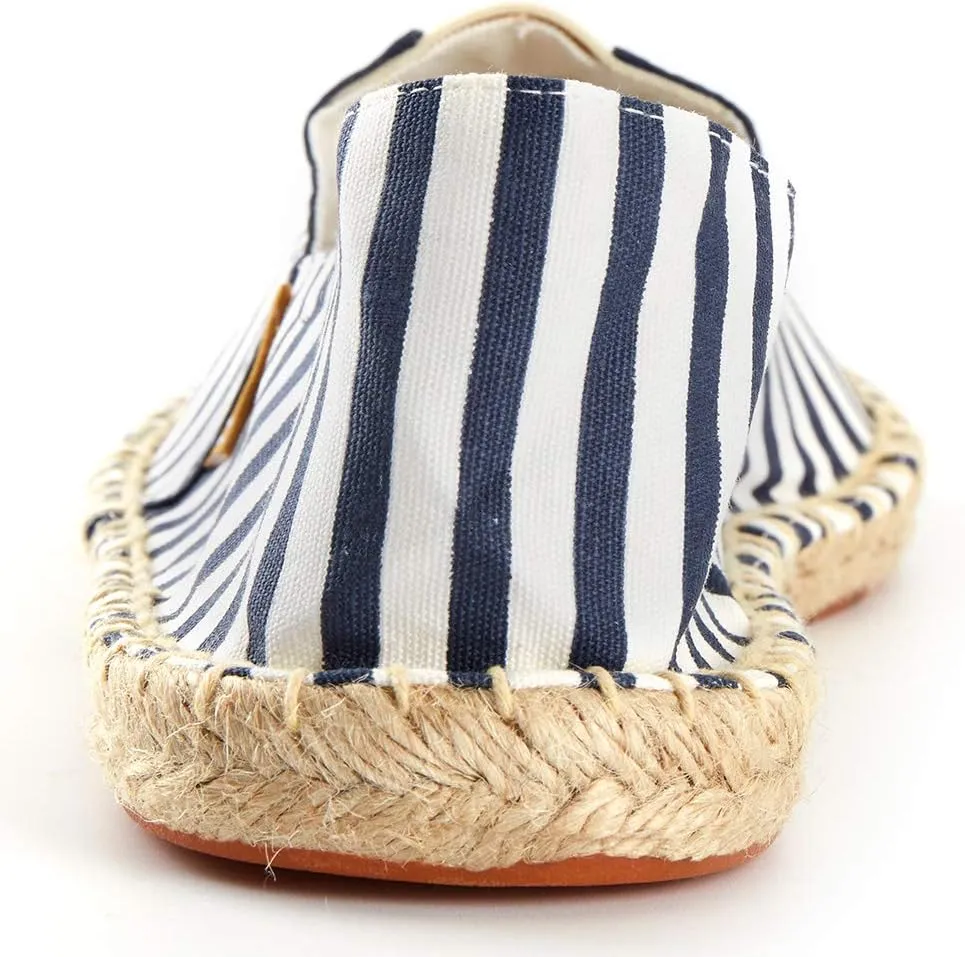 Men's Breathable Canvas Stripe Slip on Flat Espadrilles