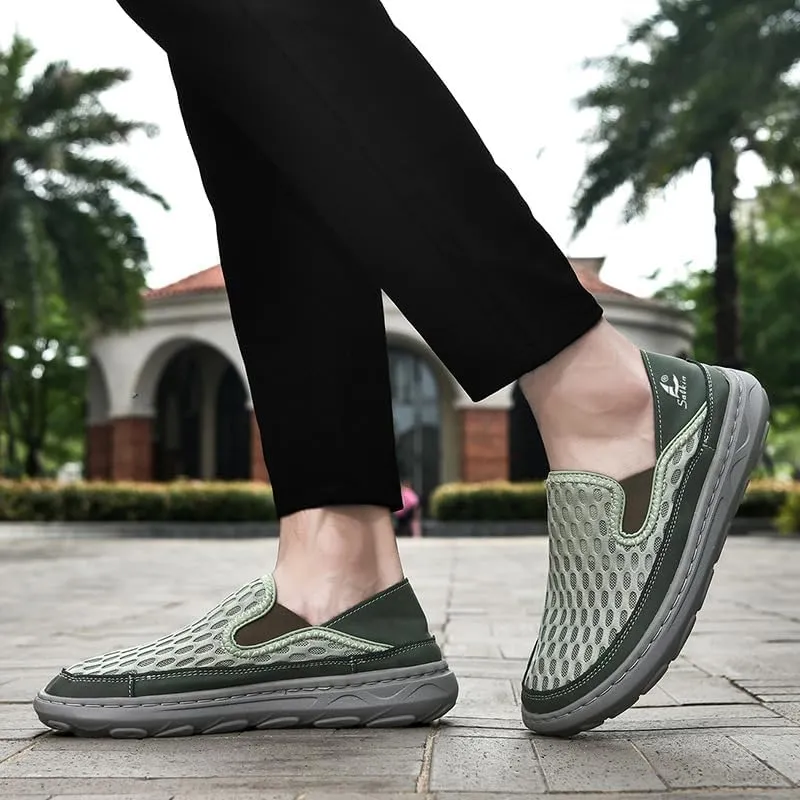 Men's Breathable Mesh Slip-On Hiking Shoes - Lightweight, Comfortable Outdoor Sneakers for Casual & Active Wear, EVA Sole, Fabric Upper, Perfect for Spring & Summer Hiking