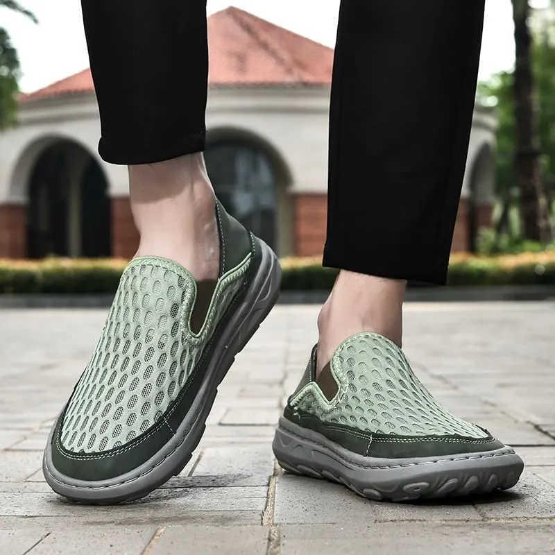 Men's Breathable Mesh Slip-On Hiking Shoes - Lightweight, Comfortable Outdoor Sneakers for Casual & Active Wear, EVA Sole, Fabric Upper, Perfect for Spring & Summer Hiking