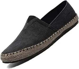 Men's Canvas Slip On Espadrille Loafer,Simple Leisure Walking Sneakers Moccasins Boat Shoes Comfortable Breathable Flats Driving Shoes