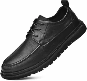 Men's Dress Oxfords,Casual Loafer Business Shoes Lace Up Flats,Walking Boat Comfort Handmade Cowhide (Black,8.5)
