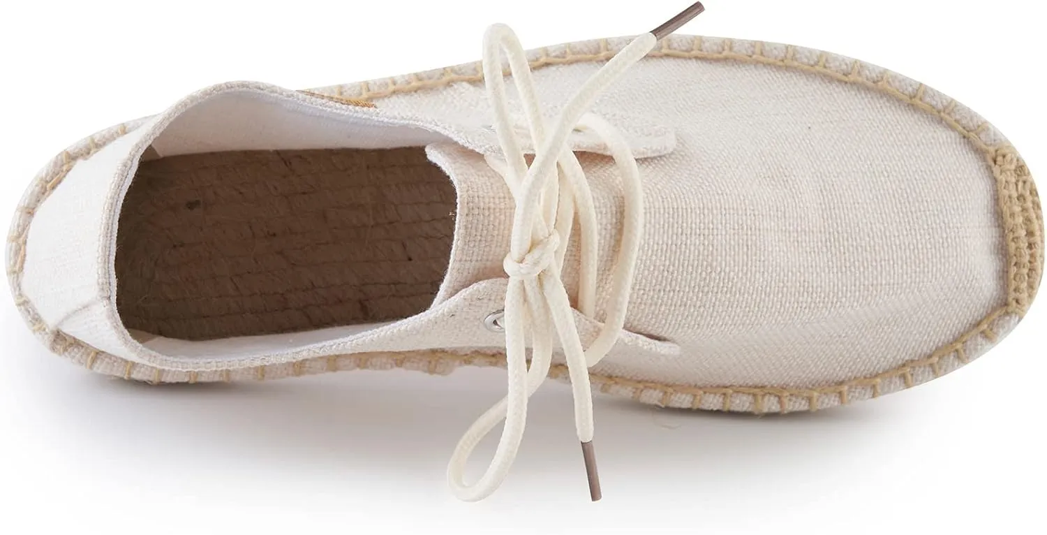 Men's Lace up Casual Canvas Slip on Flat Espadrille Shoes