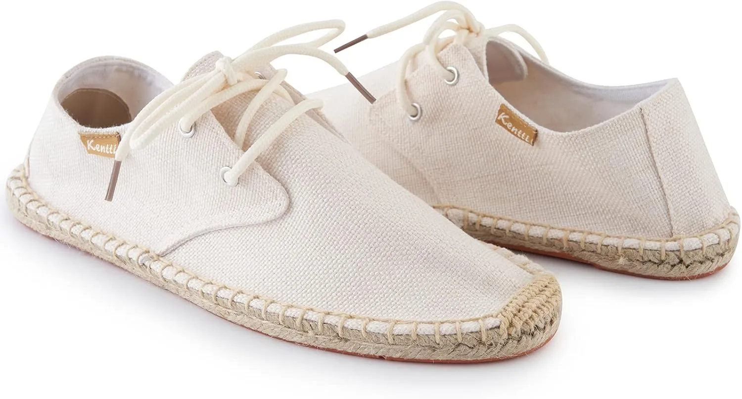 Men's Lace up Casual Canvas Slip on Flat Espadrille Shoes