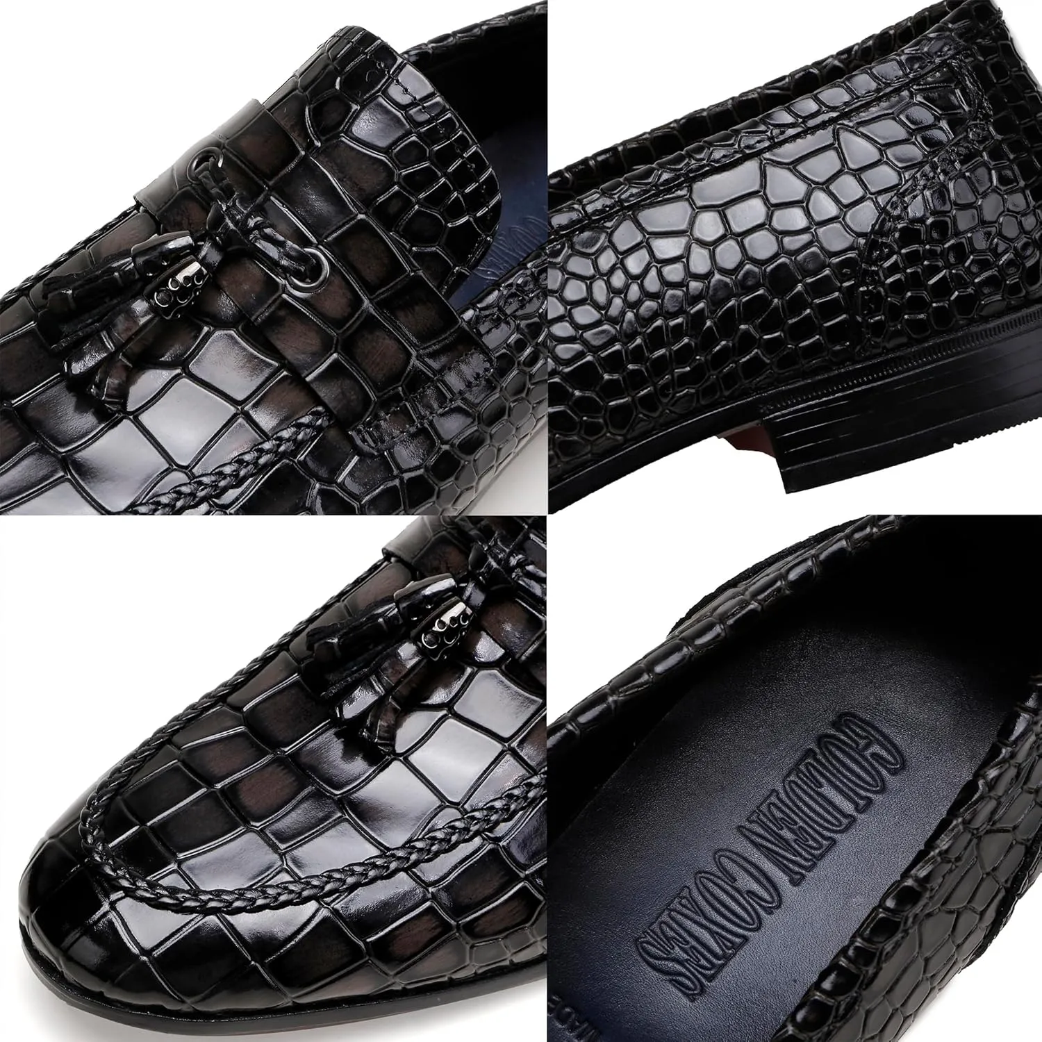 Men's Leather Penny Loafers, Casual Alligator Pattern Business Dress Shoes Slip on Driving Moccasins Loafer Shoes for Mens