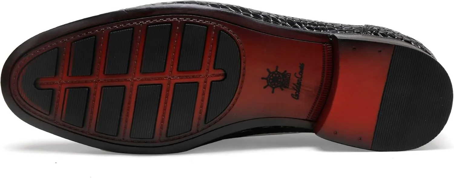 Men's Leather Penny Loafers, Casual Alligator Pattern Business Dress Shoes Slip on Driving Moccasins Loafer Shoes for Mens