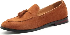 Men's Loafers Shoes, Large Size Frosted Hairstylist Shoes Slip On Business Casual Low Top Round Toe Driving Walking Shoes Comfortable Breathable Mens Shoes, 42 EU,Yellow