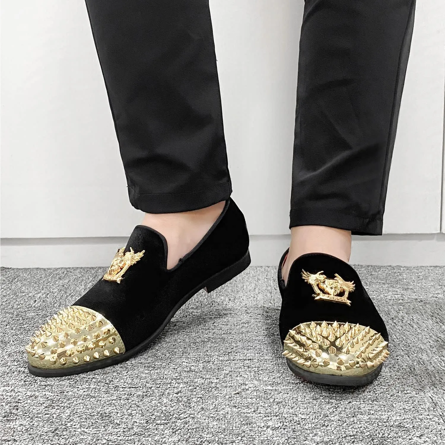 Men's Loafers Vintage Slip on Suede Dress Shoes Velvet Dress Loafers Size 7-13