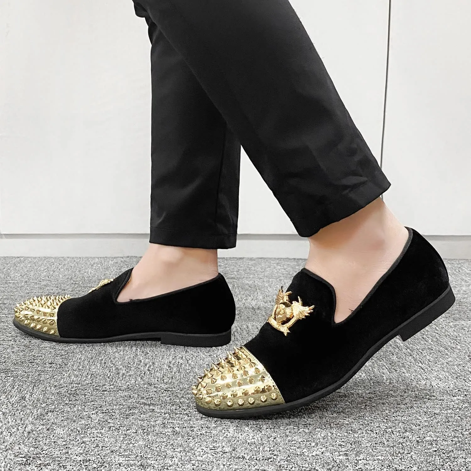 Men's Loafers Vintage Slip on Suede Dress Shoes Velvet Dress Loafers Size 7-13