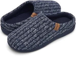 Men's Memory Foam Slippers with Arch Support, Breathable & Warm Knit House Slippers
