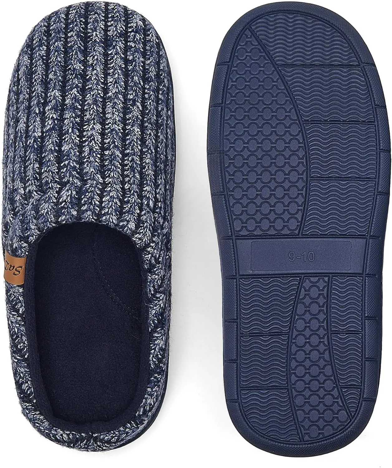 Men's Memory Foam Slippers with Arch Support, Breathable & Warm Knit House Slippers