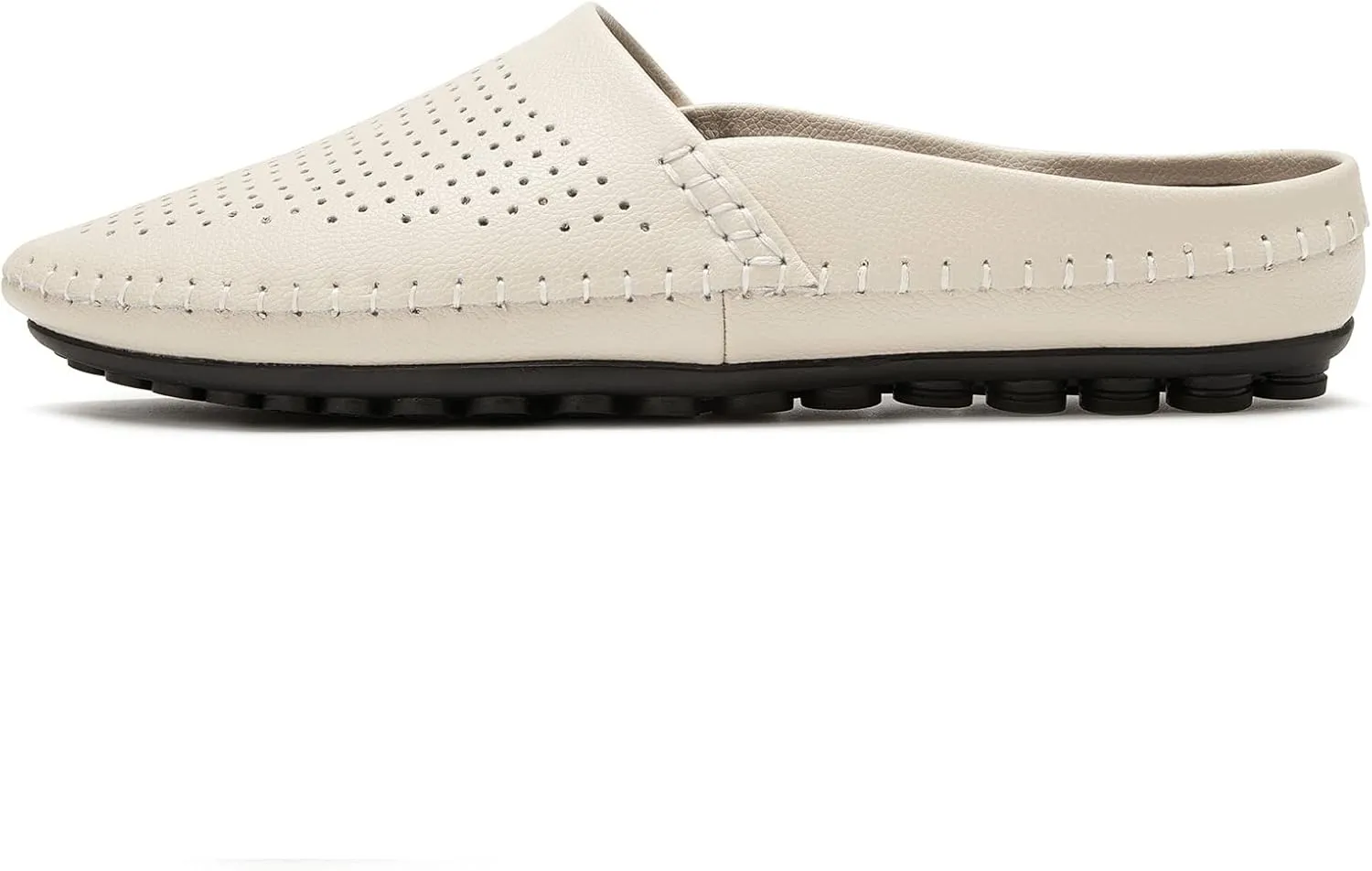 Mens Mules Clog Slippers Breathable Punching Genuine Leather Slip on Casual Backless Loafer Shoes