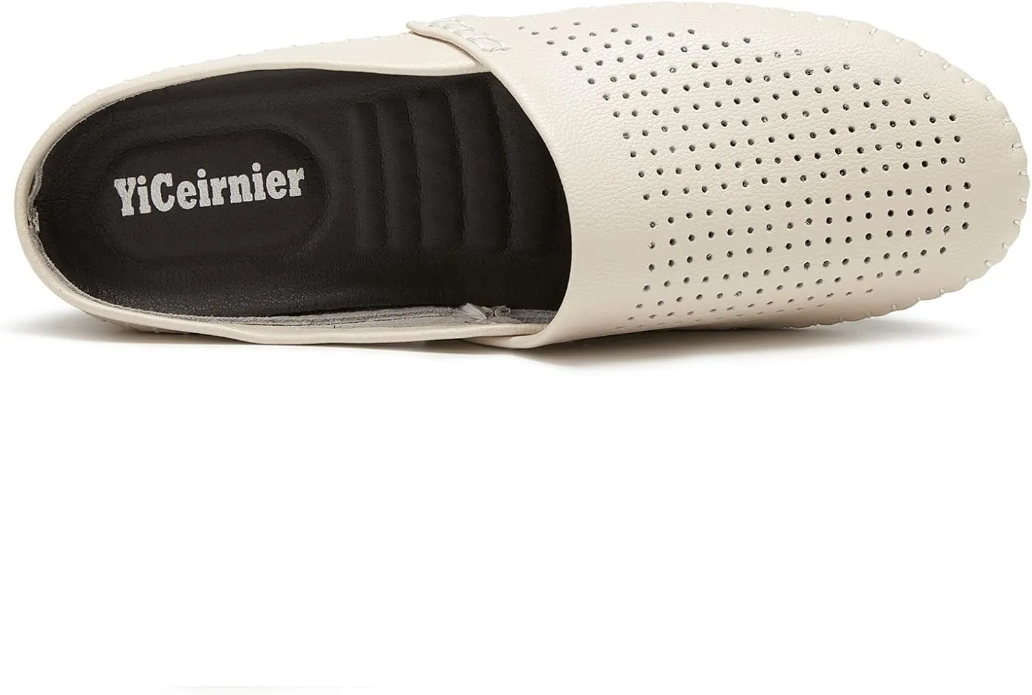 Mens Mules Clog Slippers Breathable Punching Genuine Leather Slip on Casual Backless Loafer Shoes