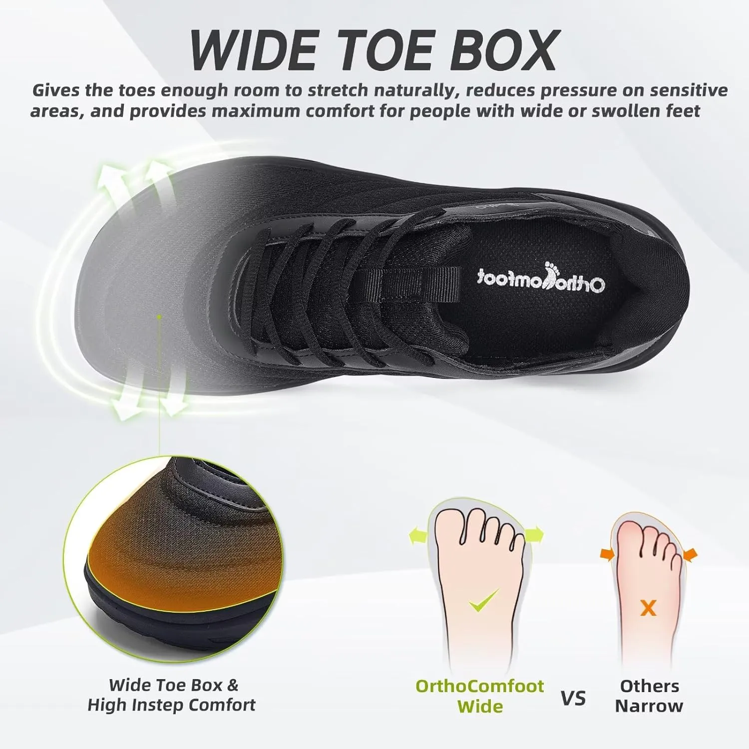 Men's Orthopedic Diabetic Wide Running Shoes: Comfortable Arch Support Plantar Fasciitis Sports Shoes for Easy On/Off, High Arch Orthotic Swollen Tennis Fashion Sneakers for Foot and Heel Pain Relief