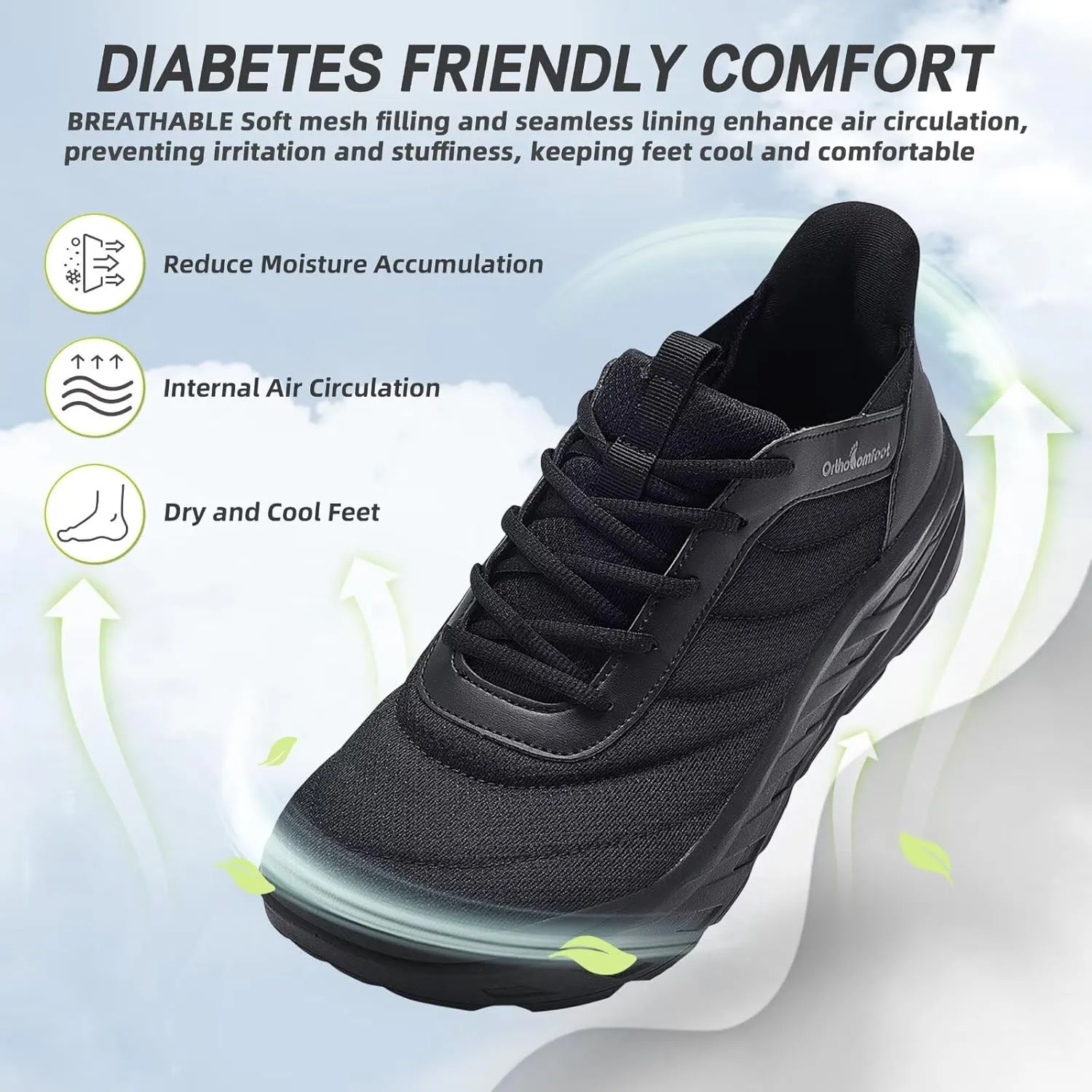 Men's Orthopedic Diabetic Wide Running Shoes: Comfortable Arch Support Plantar Fasciitis Sports Shoes for Easy On/Off, High Arch Orthotic Swollen Tennis Fashion Sneakers for Foot and Heel Pain Relief