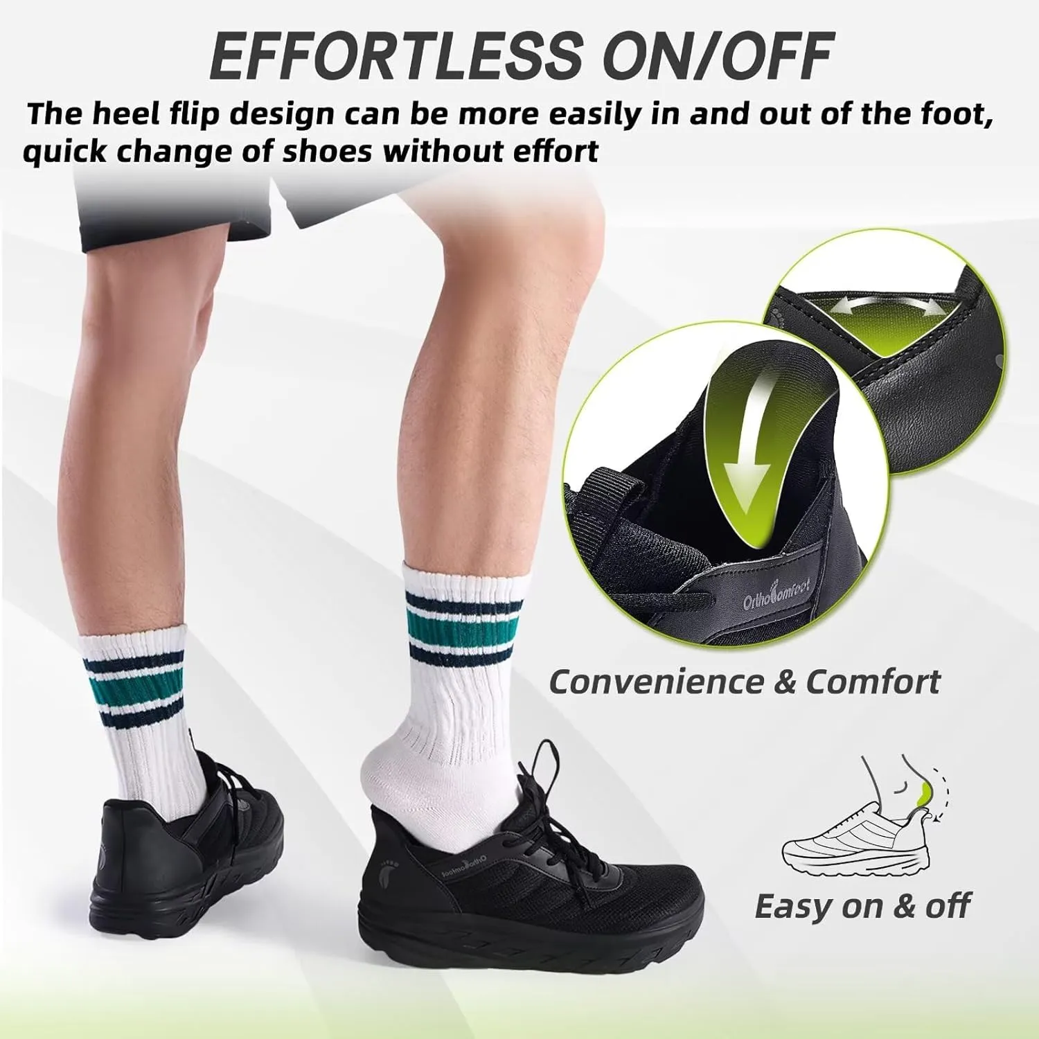 Men's Orthopedic Diabetic Wide Running Shoes: Comfortable Arch Support Plantar Fasciitis Sports Shoes for Easy On/Off, High Arch Orthotic Swollen Tennis Fashion Sneakers for Foot and Heel Pain Relief