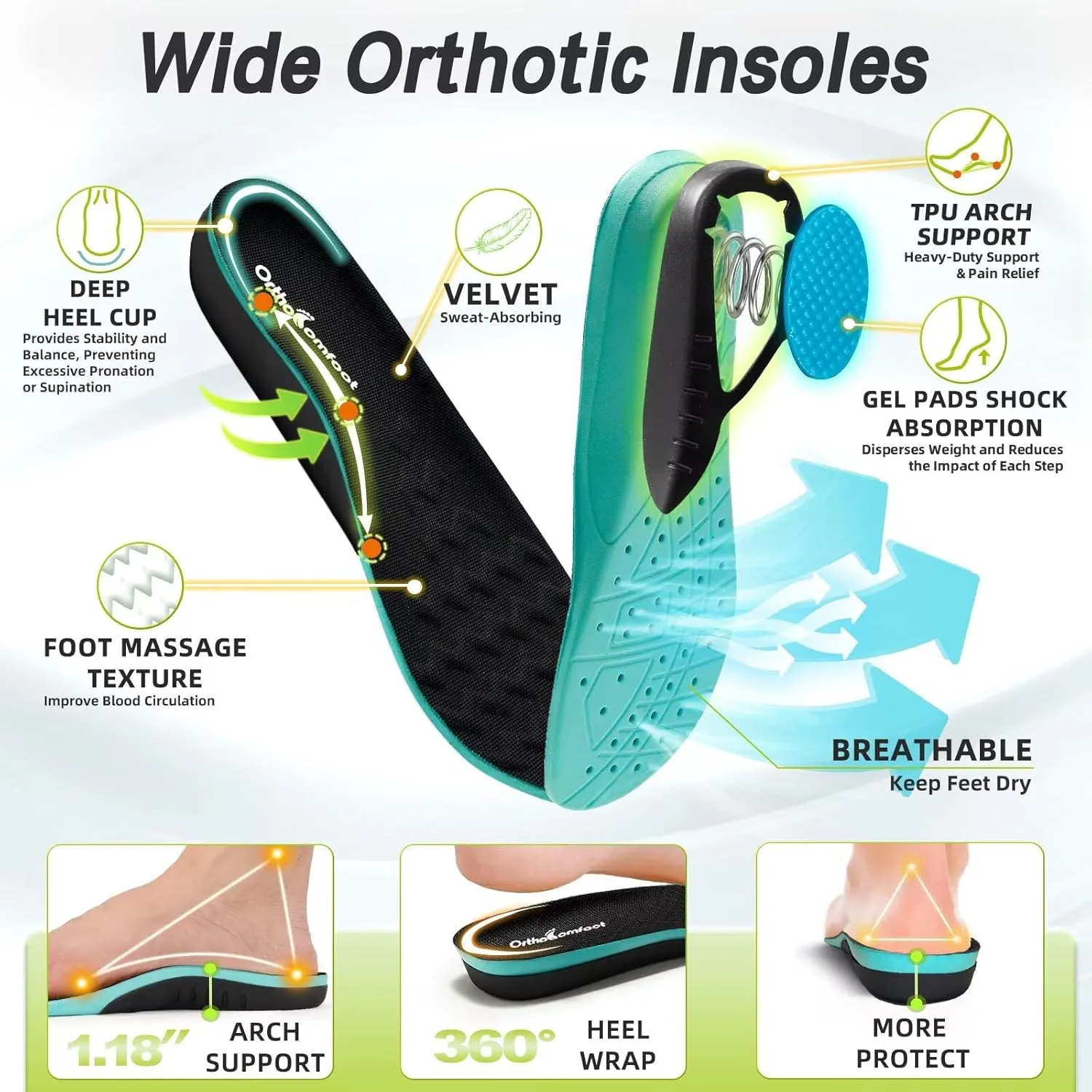 Men's Orthopedic Diabetic Wide Running Shoes: Comfortable Arch Support Plantar Fasciitis Sports Shoes for Easy On/Off, High Arch Orthotic Swollen Tennis Fashion Sneakers for Foot and Heel Pain Relief