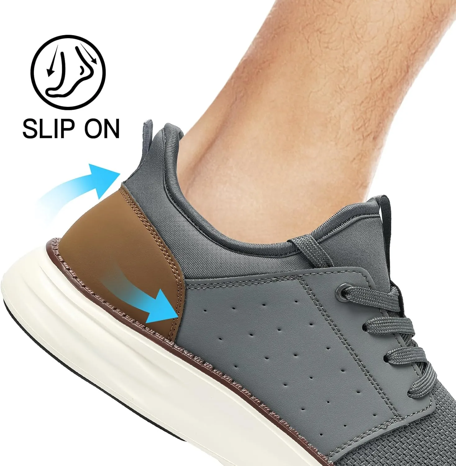 Men's Slip On Casual Fashion Shoes Hands Free Dress Sneakers Comfortable Lightweight Walking Shoes
