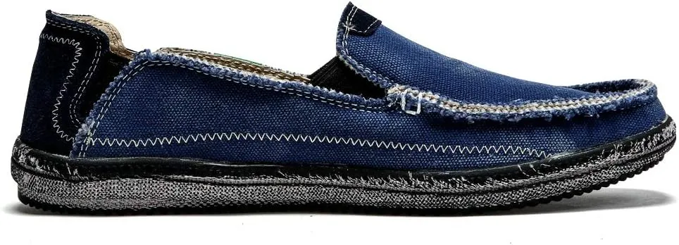 Men's Slip on Deck Shoes Loafers Canvas Boat Shoe Non Slip Casual Loafer Flat Outdoor Sneakers Walking