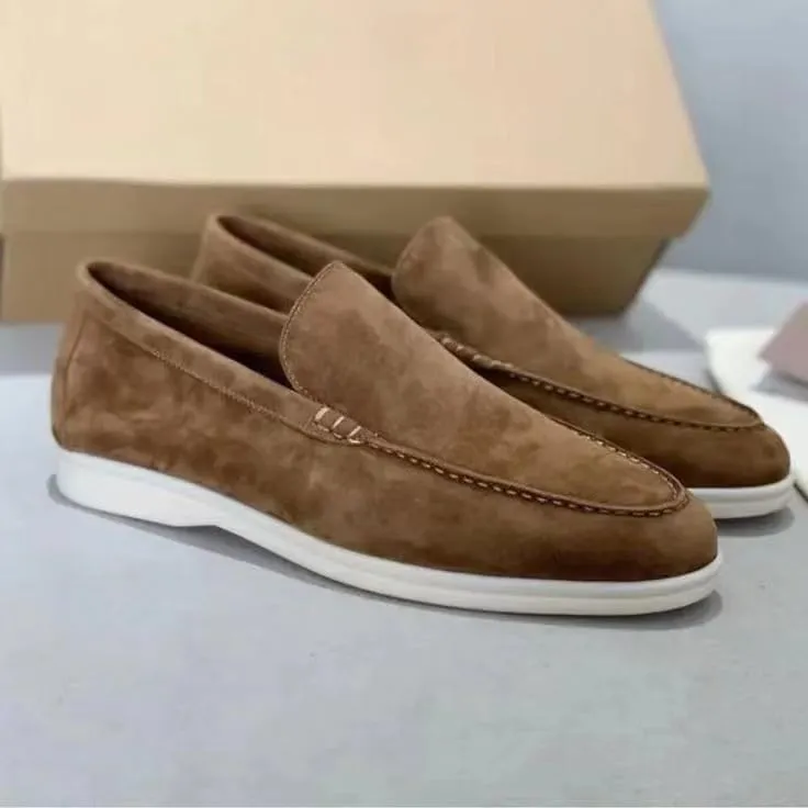 Men's Suede Loafers Slip-Ons Moccasins for Men Summer Dress Shoes Lightweight and Breathable Flat Loafer Casual Driving Walking Shoes Oxford Shoes