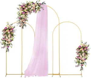Metal Arch Backdrop Stand Set of 3 Gold (7.2FT 6FT 6FT) Wedding Arch Stand Balloon Arched Frame for Birthday Party Baby Shower Graduation Ceremony Decoration