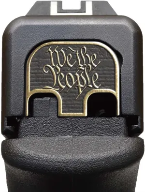 Milspin CNC Milled 3D Engraved Slide Back Plate Compatible with Glock Gen 1-5 I 3 Dimensional I Made in USA (3D We The People, 2 Tone Black/Brass, Models G17-G41, G45)