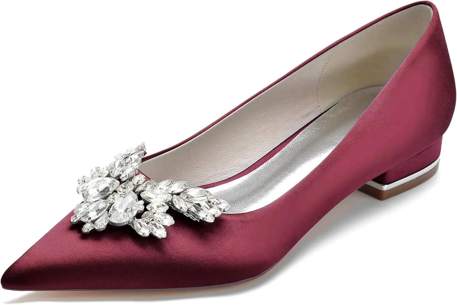 Minishion Womens Wedding Flats Bride Slip on Rhinestones Bows Evening Formal Pumps Shoes BR183