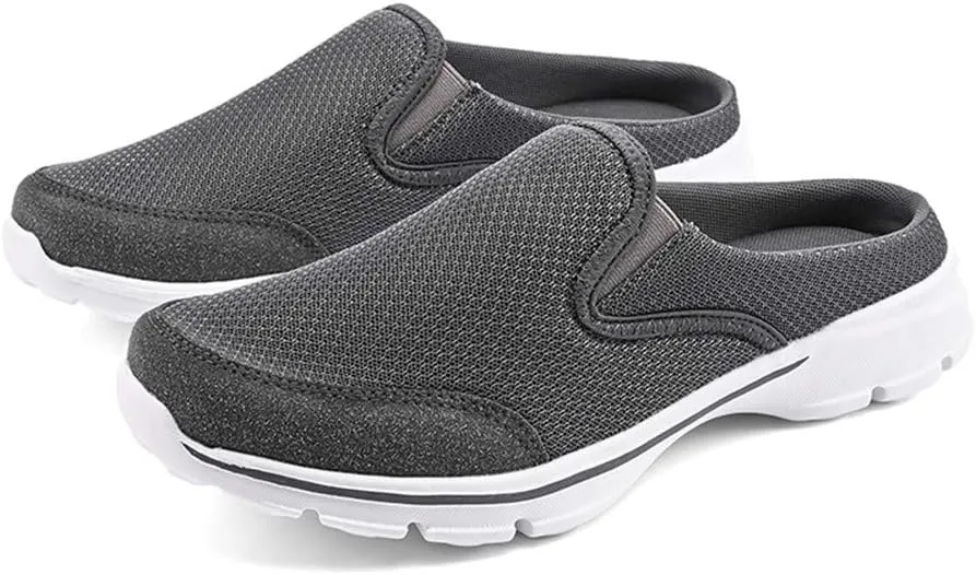 MizHome Men's Open Back Sneaker Clogs Knit Mules Shoes Lightweight Breathable Slippers