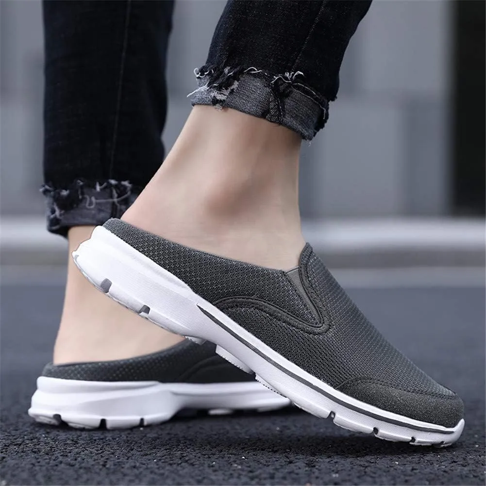 MizHome Men's Open Back Sneaker Clogs Knit Mules Shoes Lightweight Breathable Slippers