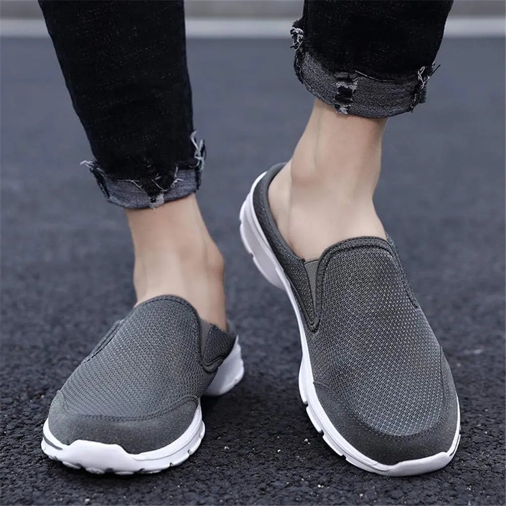 MizHome Men's Open Back Sneaker Clogs Knit Mules Shoes Lightweight Breathable Slippers